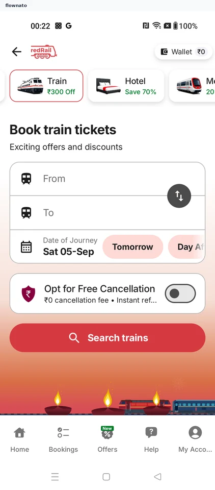 redBus: Start a train search