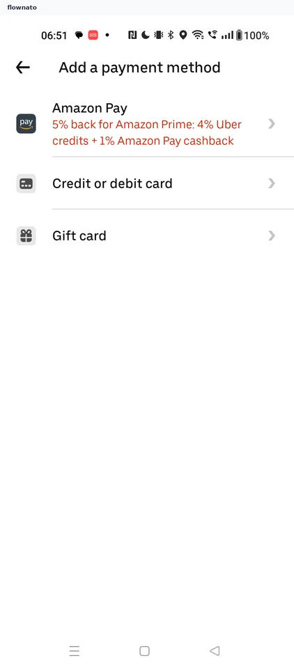 Uber: Add a payment method