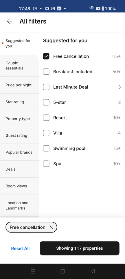Cleartrip: Free cancellation selected
