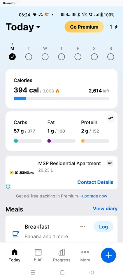 MyFitnessPal: Today dashboard