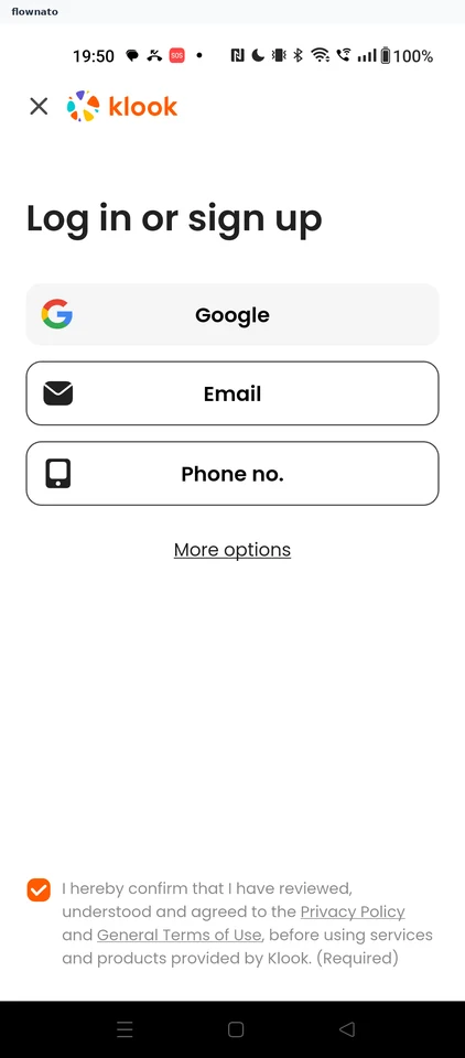 Klook: Log in or sign up