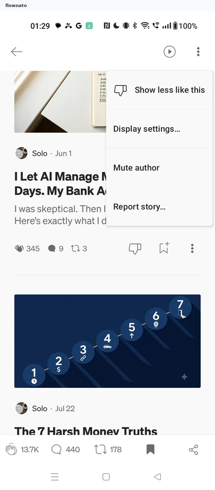 Medium: Story menu