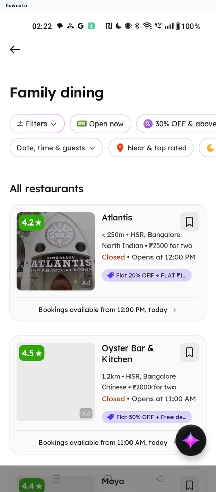 Zomato: Family dining list