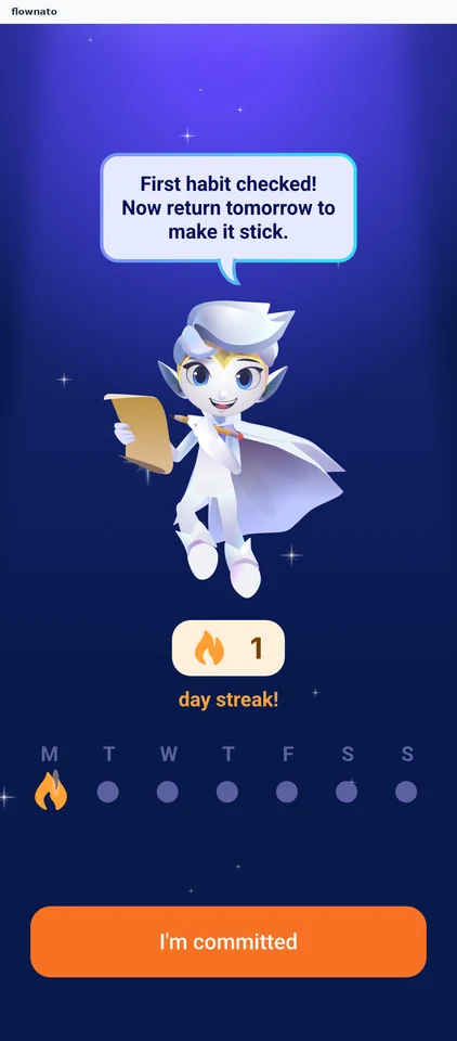 Fabulous: First habit checked streak celebration