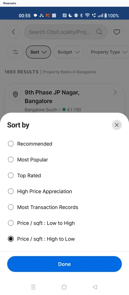 99acres: Apply the sort