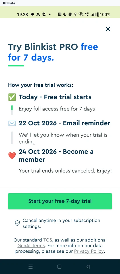 Blinkist: 7-day free trial offer