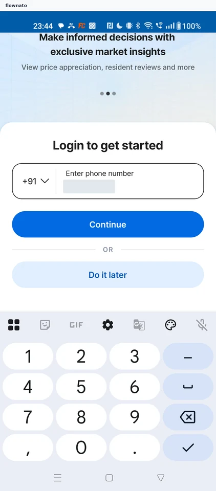 99acres: Enter mobile number