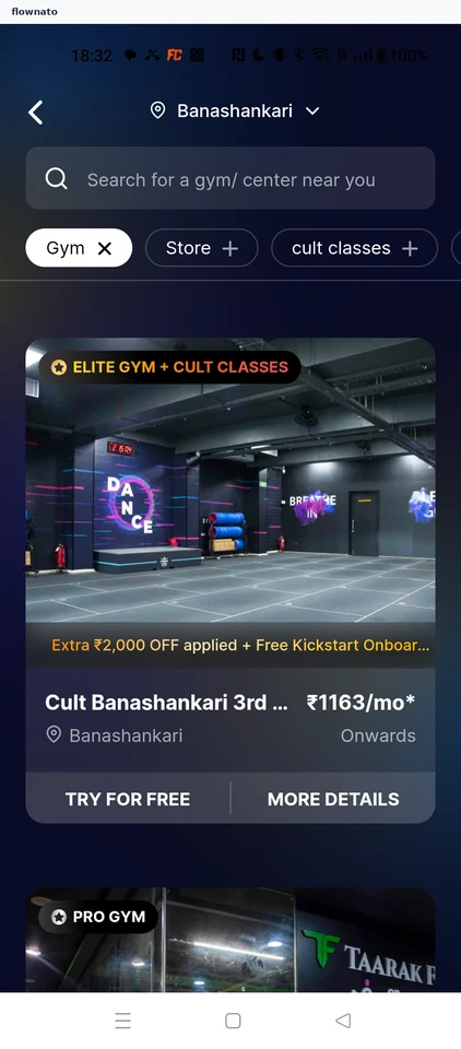cult.fit: Gym list