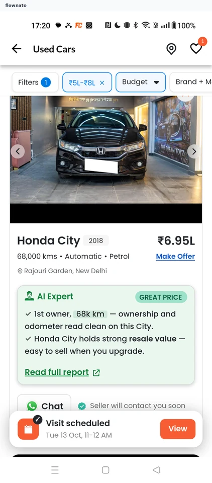 CarDekho Used car listing