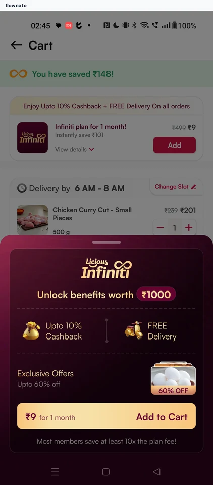 Infiniti membership plan details sheet