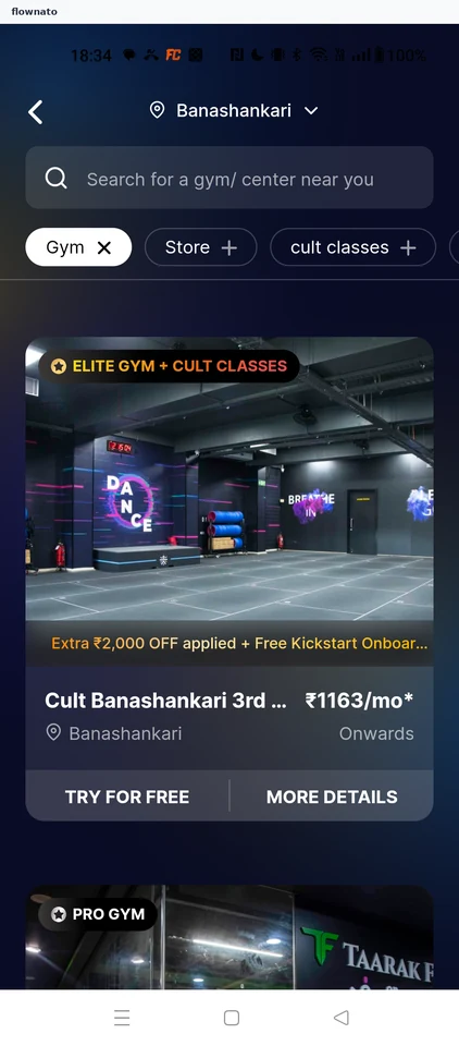 cult.fit: Gym list