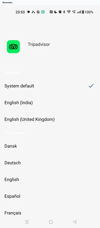 Tripadvisor: Android per-app language picker