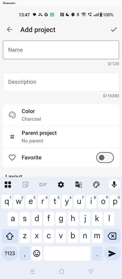 Todoist: Empty project form