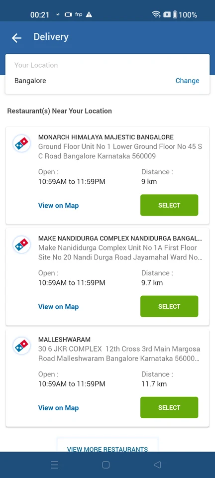 Domino’s Store selection