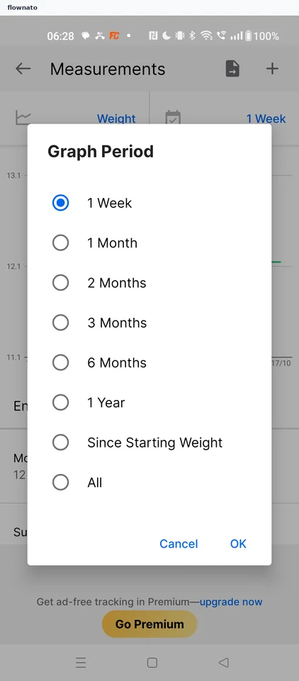 MyFitnessPal: Graph Period options
