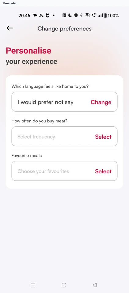 Licious: Change preferences