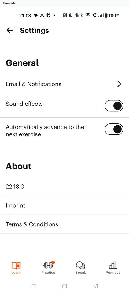 Babbel: Settings