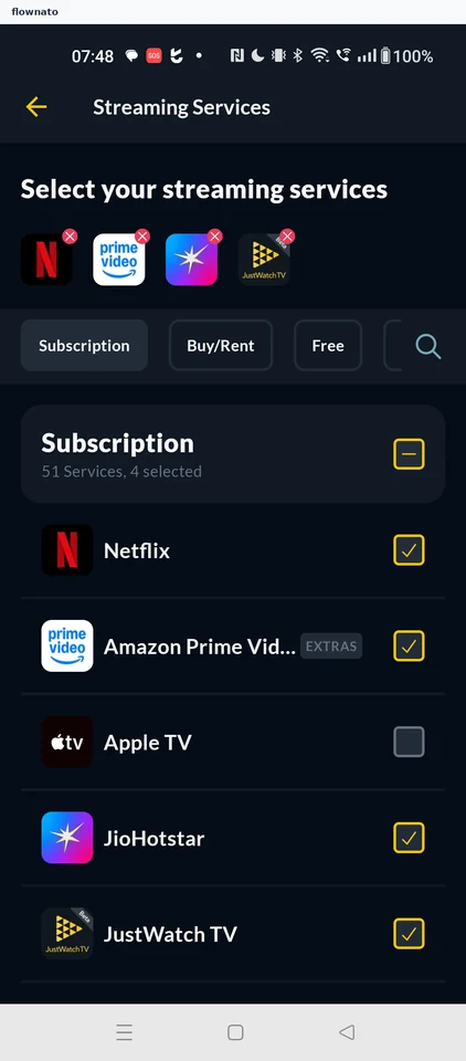 JustWatch: Manage streaming services