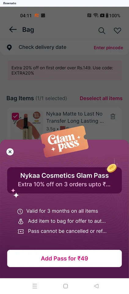 Nykaa: Decline the paid pass