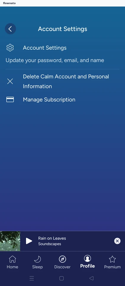 Calm: Account Settings