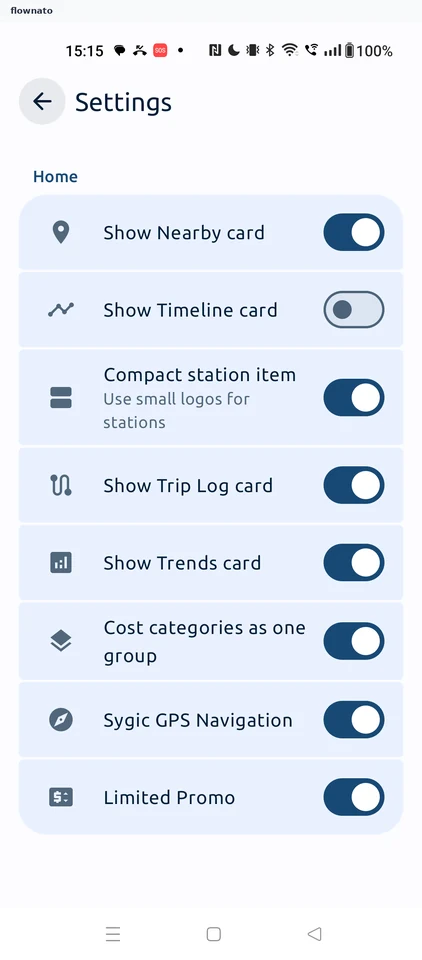 Fuelio: Home settings