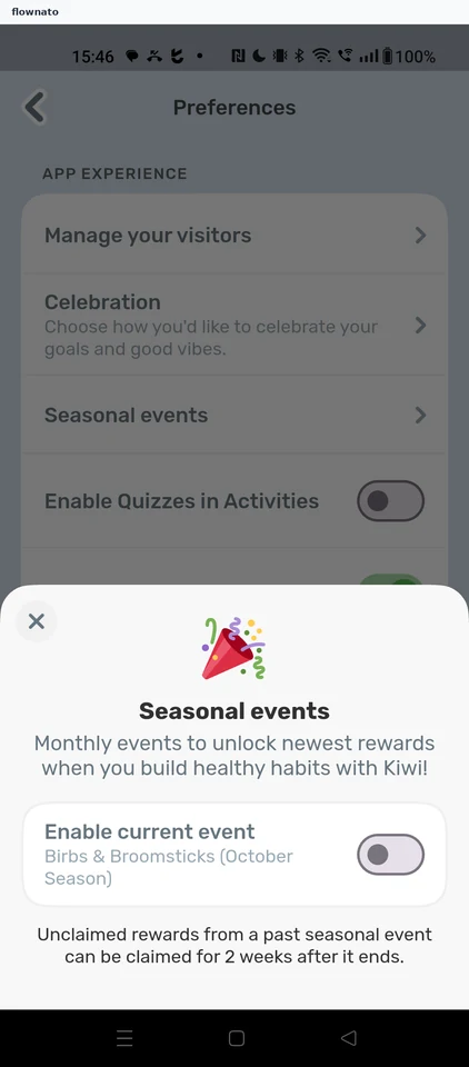 Finch: Seasonal events sheet