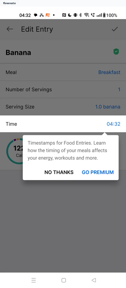 MyFitnessPal: Premium timestamp prompt