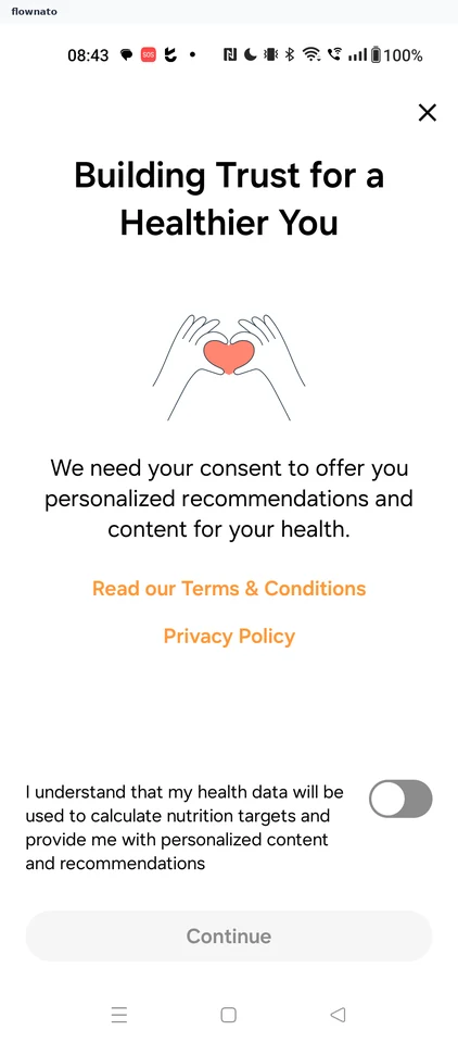 Samsung Food: Health data consent