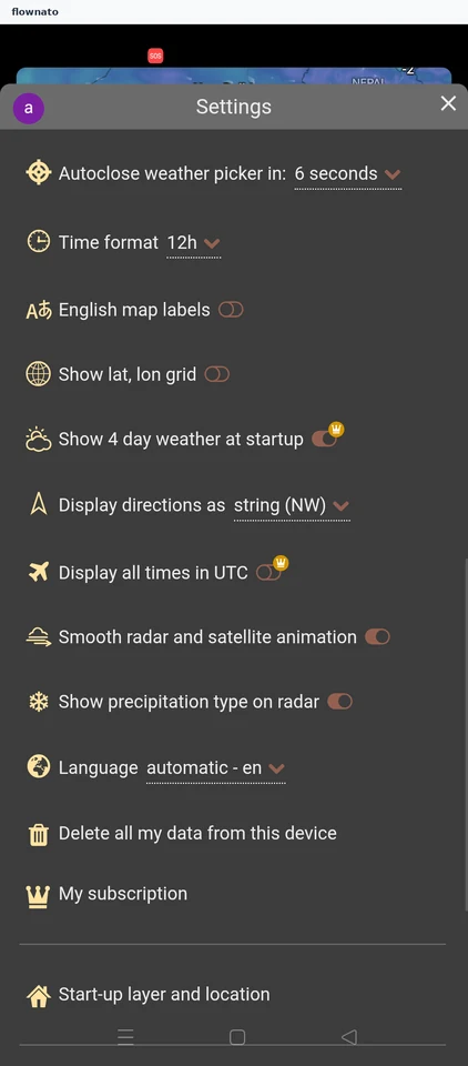 Windy: Settings