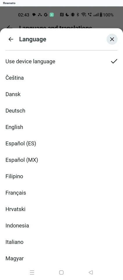 Reddit: App language sheet
