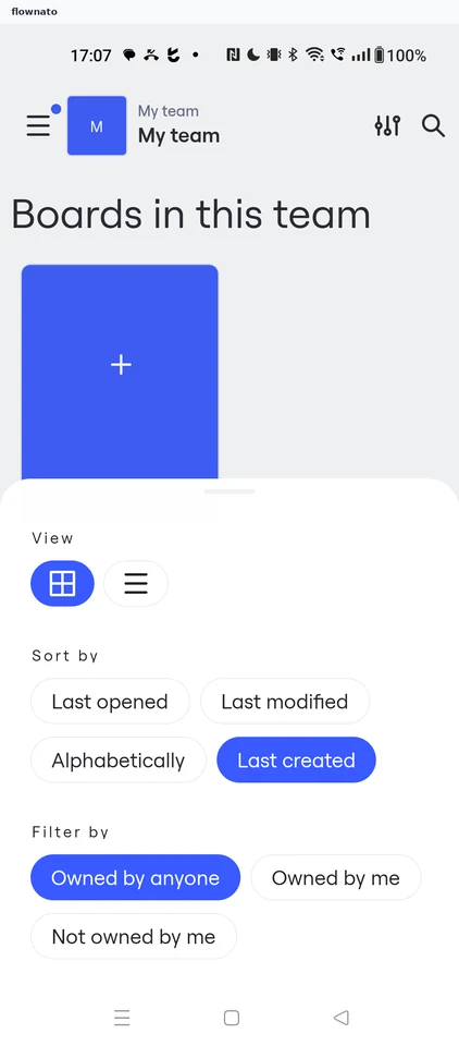 Miro: Boards list view, sort and filter options