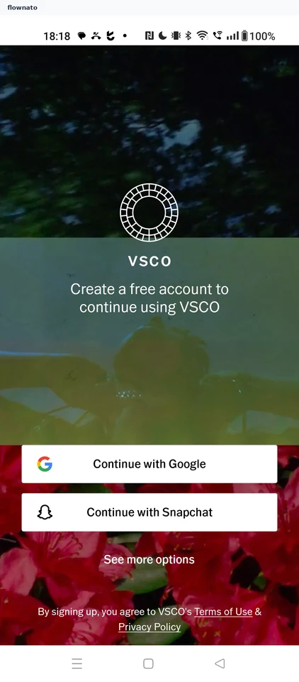 VSCO: Account entry (create a free account)
