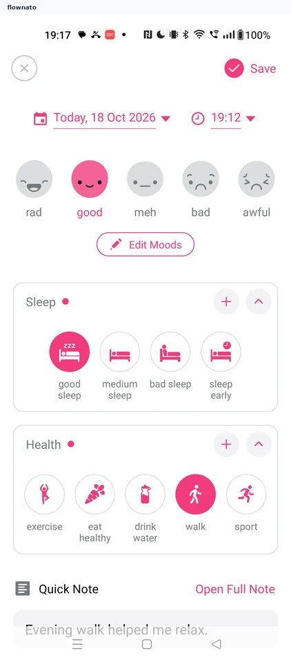 Daylio: Edit entry