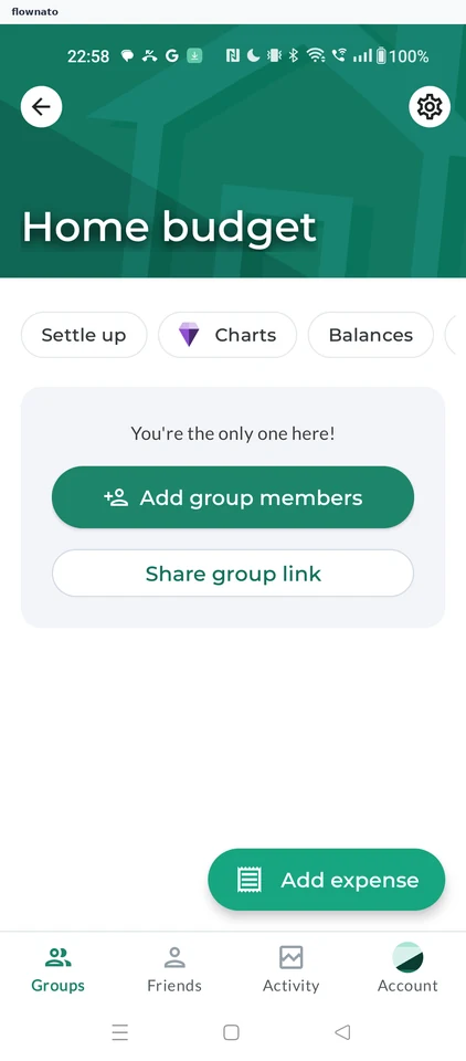 Splitwise: Group page
