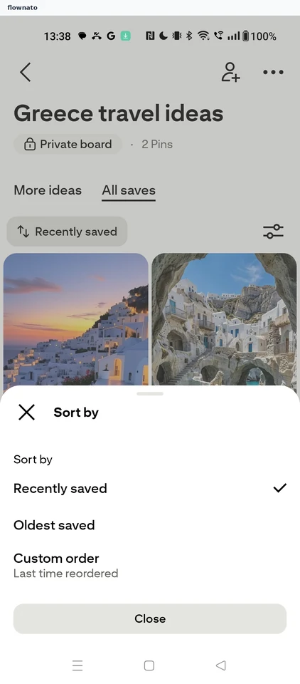 Pinterest: Sort by