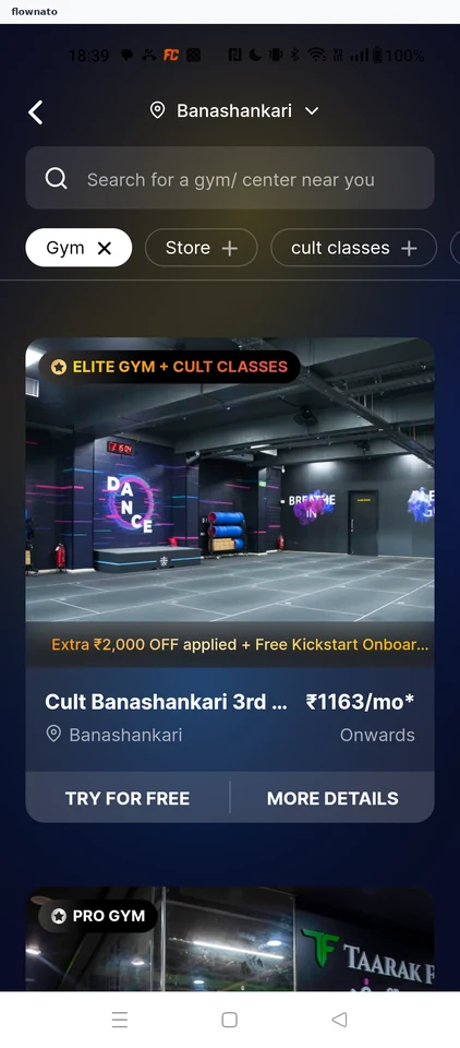 cult.fit: Gym list