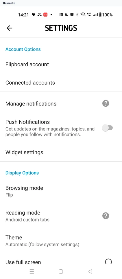 Flipboard: Settings