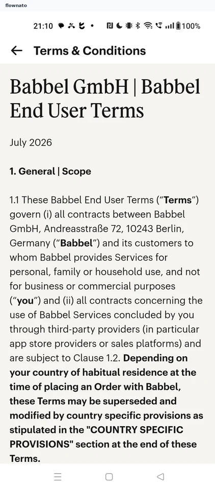 Babbel: Terms & Conditions