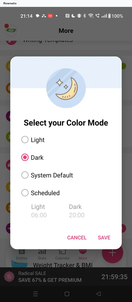 Daylio: Colour mode picker