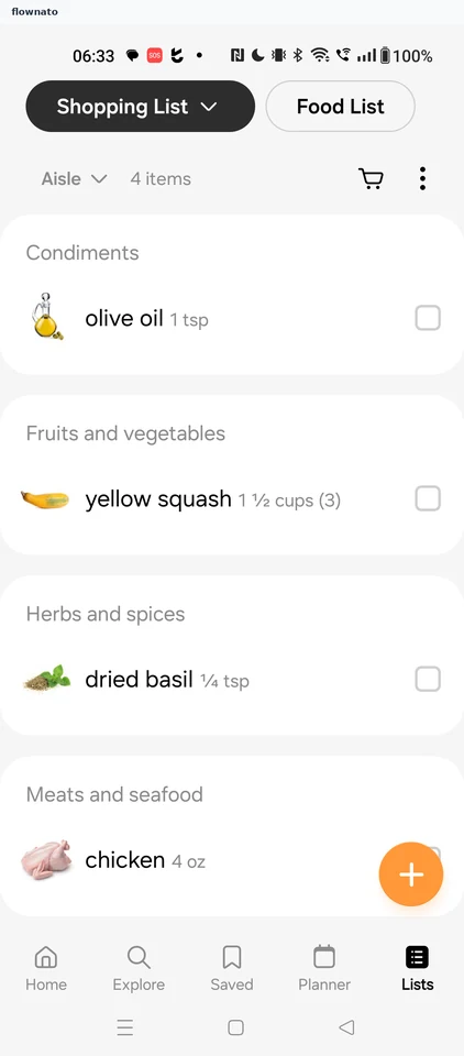 Samsung Food: Shopping List