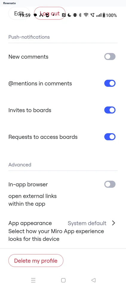 Miro: Account settings