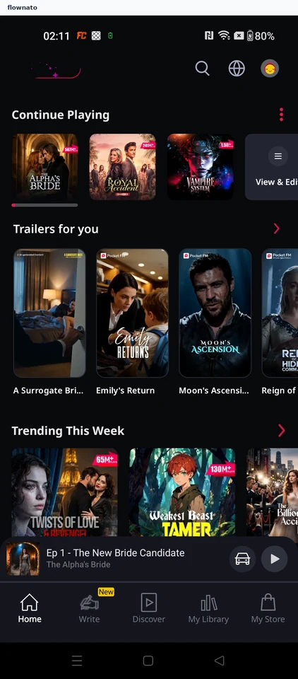 Pocket FM: Pick a series from the home feed