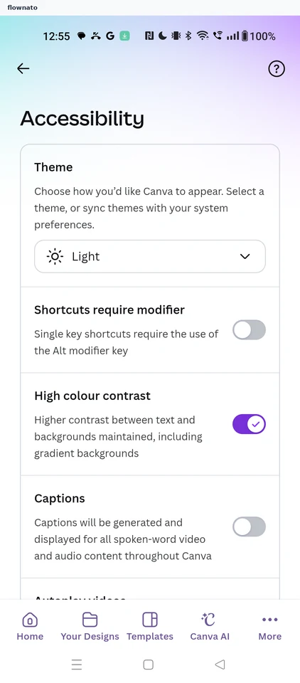 Canva: High contrast on