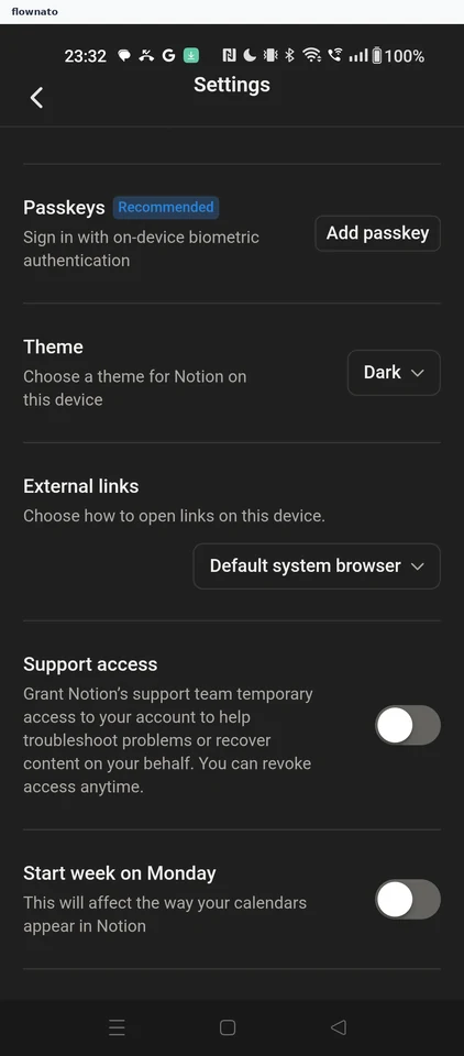 Notion: Dark theme applied