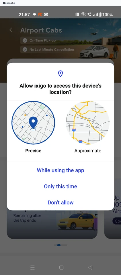 ixigo: Decline location access