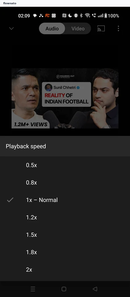 YouTube Music: Playback speed sheet
