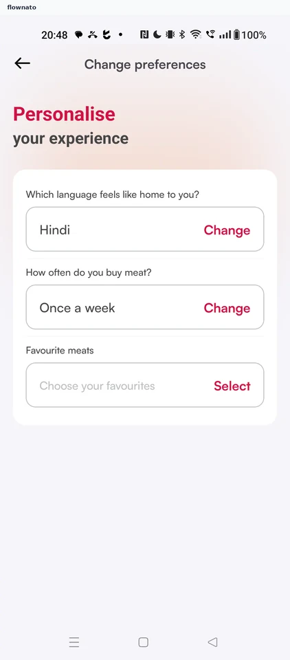 Licious: Change preferences