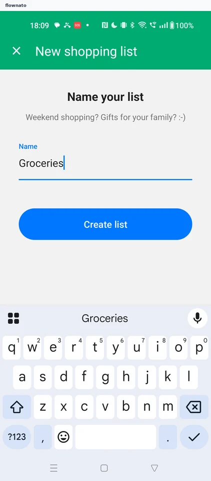 Wallet: Name a new shopping list