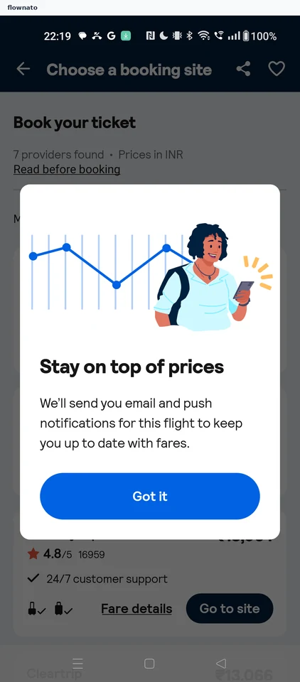 Skyscanner: Booking site selection