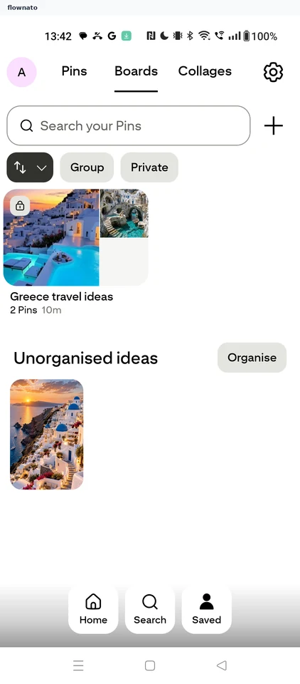 Pinterest: Filter cleared